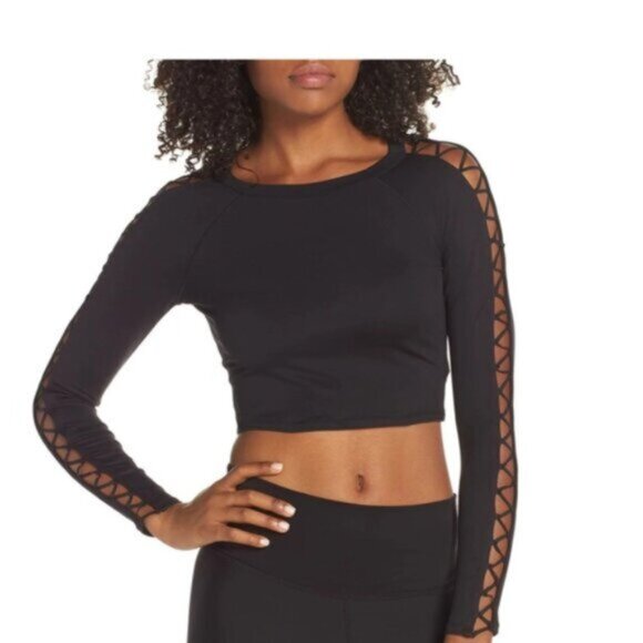 ALO Yoga Highline Fitted Crop Top with Unique Shoulder Design EUC S - Picture 13 of 13